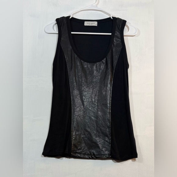Lola & Sophie Tops - Lola & Sophie Black Faux Leather Accent Tank Top